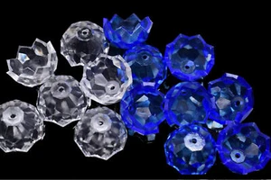 Blue/ Clear Faceted Bead Caps Round Crown Jewelry Findings 15 mm Vintage - Picture 1 of 9