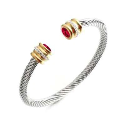 Nuevo brazalete de acero inoxidable bicolor circón rojo para mujer - Envío gratuito Foto 1 de 4