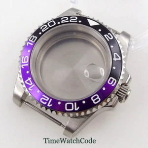 Sapphire Watch Case Black/Purple Insert fit NH35 ETA 2824 MIYOTA 8215 DG 2813 - Picture 1 of 20