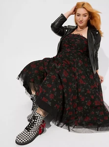 Torrid Betsey Johnson Maxi Strapless Ruffle Tea Party Dress Black Size 10 NWT - Picture 1 of 5