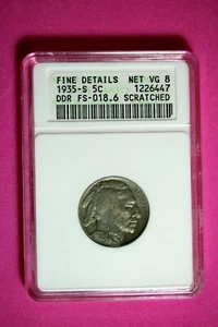 1935 S ANACS VG8 Details Buffalo Nickel #B29096 - Picture 1 of 2