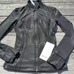 Lululemon Define Jacket Shimmer size 4 NWT Luxe Shine Foil Print Black - Picture 1 of 9