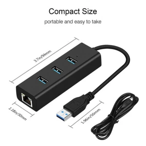 3 Ports USB 3.0 Gigabit Ethernet Lan RJ45 Network Adapter Hub To 1000Mbps S J JW - Picture 1 of 12