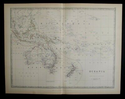 Antique Map: Oceania By Alexander Keith Johnston, Handy Royal Atlas, 1884 • 11.75£