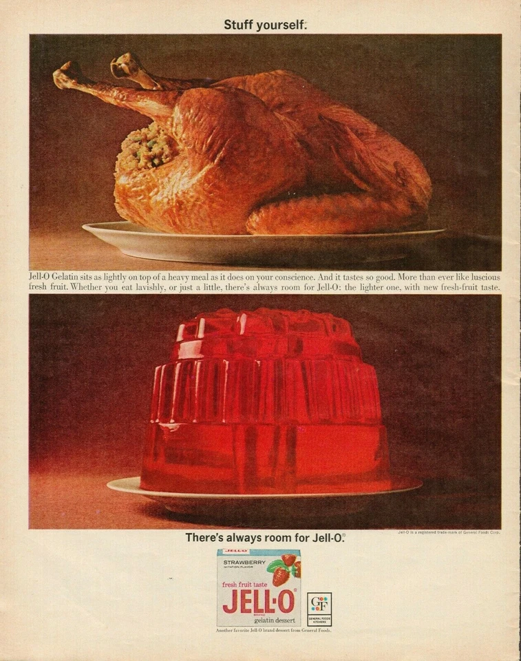 Gelatina 1963 gelatina vintage anuncio impreso Navidad pavo cosas usted mismo  Foto 1 de 1
