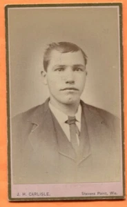 CDV Stevens Point WI Portrait of a Young Man, by Carlisle, circa 1880 - Picture 1 of 2