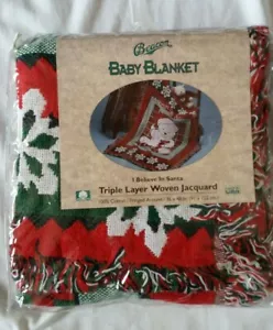 Beacon Baby Blanket Christmas Triple Layer Woven Jacquard ~ I Belive in Santa - Picture 1 of 4