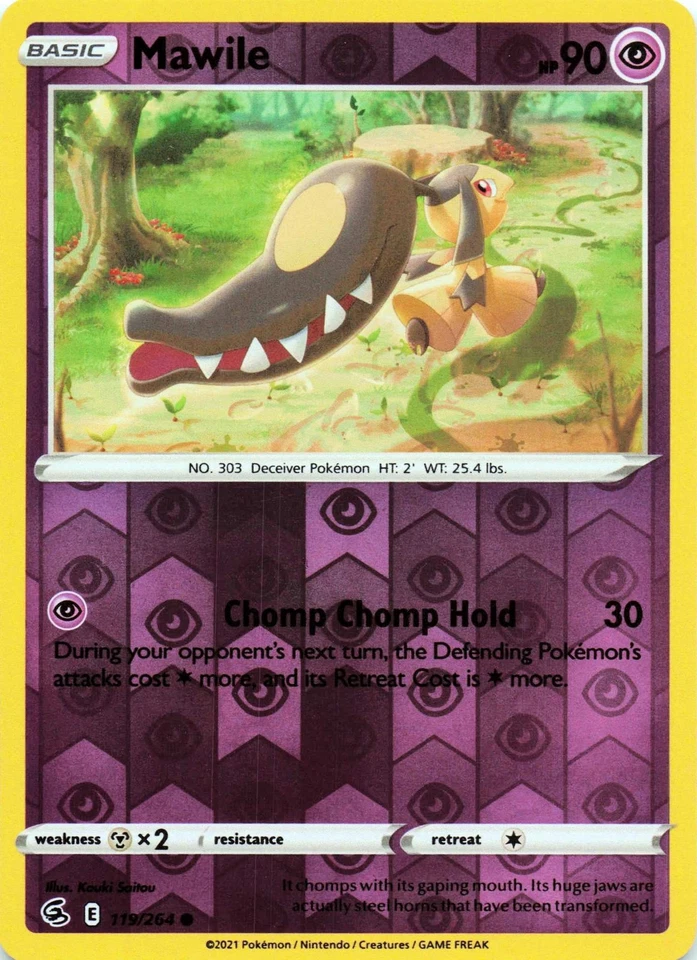 Mawile 119/264 - REVERSE HOLO - SWSH08: Fusion Strike - NM - Image 1 of 2