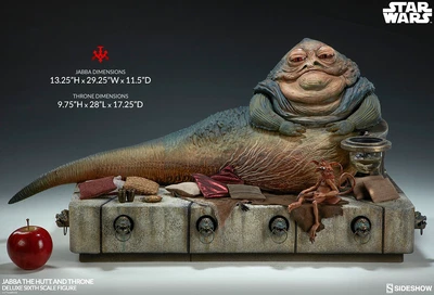 Star Wars - JABBA THE HUTT & THRONE DELUXE STATUE - 1:6 scale - Sideshow - New - Image 1 of 4
