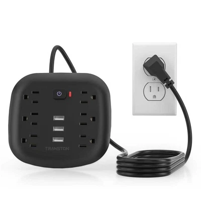 Power Outlet with Surge Protector, 6 power strip 3 USB Ports, 3.3ft - Image 1 of 4