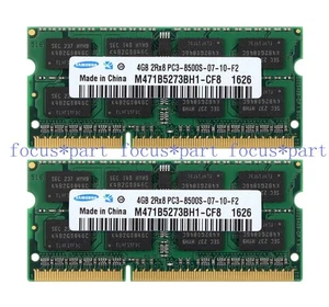 Samsung DDR3 8GB (2x4GB) PC3-8500 4GB 1066 MHz SO-DIMM Laptop Memory Ram 204-pin - Bild 1 von 5