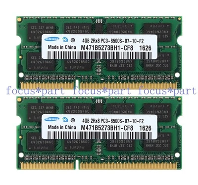 Samsung DDR3 8GB (2x4GB) PC3-8500 4GB 1066 MHz SO-DIMM Laptop Memory Ram 204-pin - Bild 1 von 4