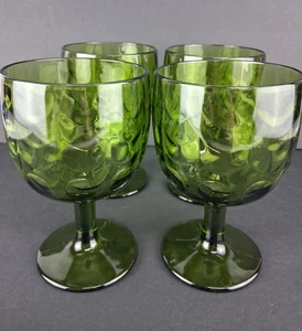 Vintage Bartlett Collins grüner Glaskelch, Glas, runder Daumenabdruck 4er Set - Bild 1 von 7