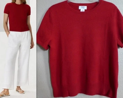 Suéter Top Mujer WILT M 100% Cachemira Cuello Redondo Manga Corta NUEVO Foto 1 de 4