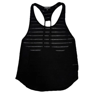 Camiseta sin mangas BEYOND YOGA negra a rayas transparentes atlética para mujer XS modal espalda deportiva Foto 1 de 4