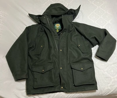 Cabalas 100% Wool Mackinaw Sportsman’s Parka Dark Green Thinsulate Ultra Mens XL - Image 1 of 4