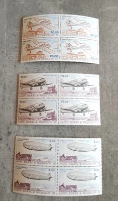SANTO -PIERRE ET MIQUELON-AVIONES-POSTE AÉREO EN BLOQUES DE CUATRO MNH Foto 1 de 2