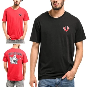 True Religion Mens Cotton Casual T Shirt Buddha Logo Crew Neck Pullover New - Picture 1 of 18