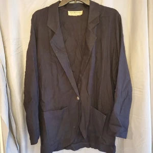Maggie Lawrence Collection Blazer Jacket Black Career Business Casual linen med - Picture 1 of 7