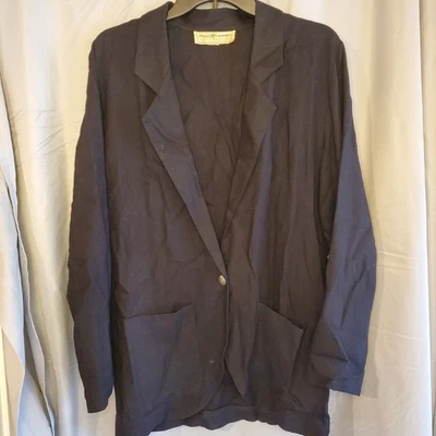 Maggie Lawrence Collection Blazer Jacket Black Career Business Casual linen med - Image 1 of 4