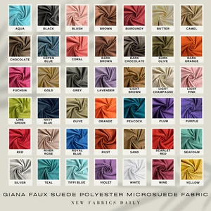 42 Colors Giana Faux Suede Polyester Microsuede Fabric by the Yard - Picture 1 of 87