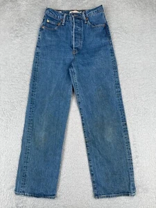 Levis Premium Jeans Women 26 Blue Denim Big E Ribcage Straight Cotton 24x26 - Picture 1 of 20