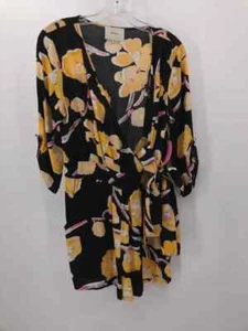 Pre-Owned Elevenses Black Size Small Floral Long Sleeve Romper - Picture 1 of 3