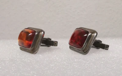 N. E. From 925 S Sterling Denmark Design Manschettenknöpfe Bernstein Vintage - Bild 1 von 4