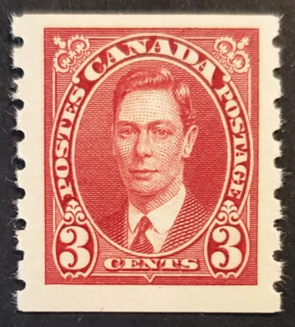 Stamps Canada Mint: #240 3c carmine Geo. Vl Mufti Issue single coil F/VF MNH - Image 1 of 1