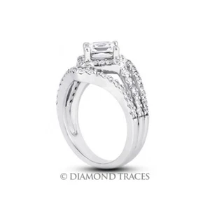 1.96ct D-SI1 Princess Earth Mined Certified Diamonds 18k Gold Halo Accent Ring - Picture 1 of 6