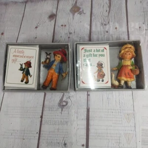 2 Vintage 1983 BRADFORD ORNAMENTS Christmas Holiday Girl and Boy Figures - Picture 1 of 6
