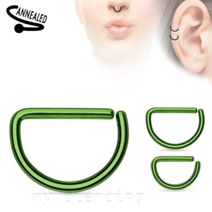 1PC. D-Shape Surgical Steel Seamless Bendable Hoop Ears Cartilage Labret Septum - Picture 1 of 10