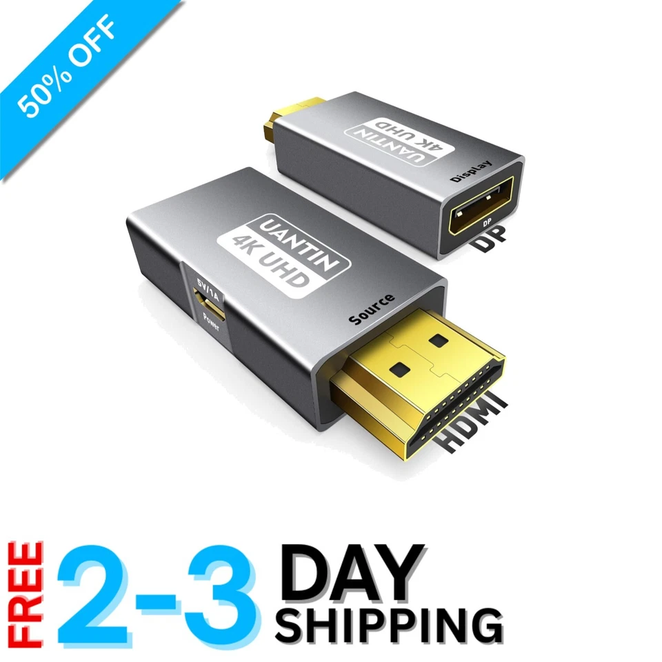 4K HDMI Male to DisplayPort Female Converter - Perfect for PS5 & Xbox Gaming - Image 1 of 4