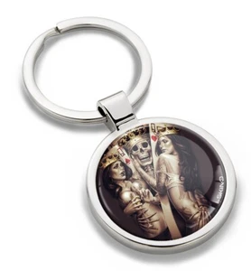 Portachiavi portachiavi acciaio inox metallo confezione regalo teschio - Foto 1 di 4