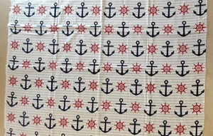 Waverly Fabric *Nautical Print *Anchors & Wheel/Grey & White Stripe *32"Lx42"W - Picture 1 of 6