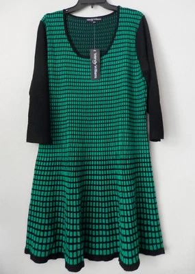 Nuevo con etiquetas Vestido Suéter Wendy Williams Para Mujer XL Manga Larga Ajuste Acampanado Cuadros Rayón Nailon Foto 1 de 4