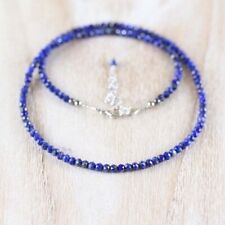Natural Blue Lapis Lazuli 3mm Rondelle Faceted Beaded Gemstone Necklace 18"