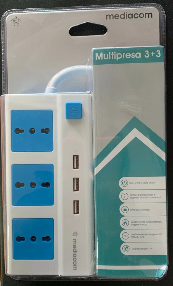 MULTIPRESA MEDIACOM POWER STRIP3POSTI+3USB - Immagine 1 di 1
