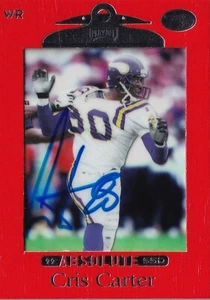 CRIS CARTER SIGNED AUTO'D 1999 PLAYOFF ABSOLUTE SSD RED CARD #62 VIKINGS HOF - Picture 1 of 4