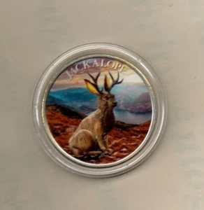 1 oz Intaglio Jackalope Silver Round colorized - Picture 1 of 2