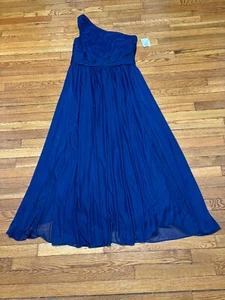 David’s Bridal Celebrate DB Studio Womens Gown Sz 16 Blue One Shoulder Dress NWT - Picture 1 of 11