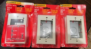 WIREMOLD B2 IVORY ON-WALL METAL OUTLET BOX HEAVY DUTY Lot of 3 NEW Easy #3066 - Picture 1 of 2