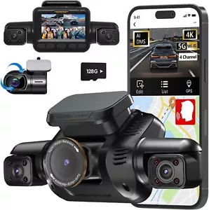 AI Dash Cam Front Rear Inside with Driver Monitor System, 360° Car Camera 128GB - Picture 1 of 24