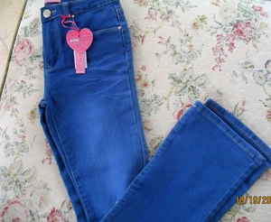 NWT Pink Latte Girl's Denim Wash Basic Jeans Size 10 Flares Adjustable Waist - Picture 1 of 11