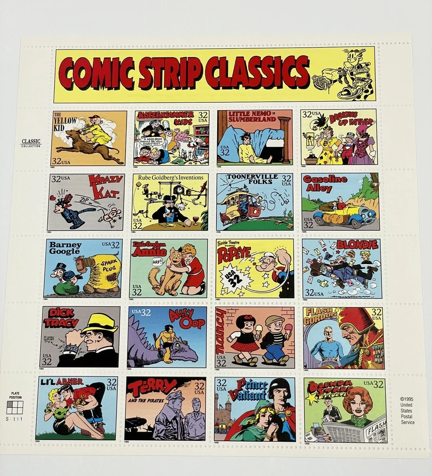 3000 MNH OG Sheet of 20 of 1995 32c Comic Strip Classics - Classic Collection - Image 1 of 2