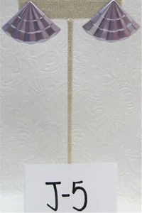 Pendientes abanico púrpura lavanda vintage años 80 - Imagen 1 de 6