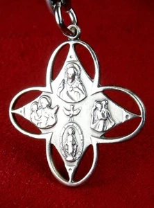 Vintage Sterling WWII GI’s Battle Worn Dog tag Chain Miraculous Medal Scapular - Picture 1 of 15