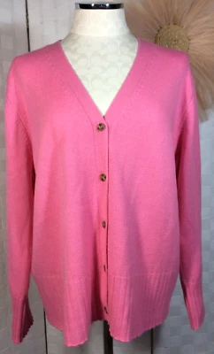 Cardigã suéter AUTÓGRAFO Marks & Spencer lã cashmere rosa botão 18 FXA - Imagem 1 de 4