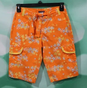 One Step Up Size 16 Shorts Orange Floral Belted Girls Cargo Shorts - Picture 1 of 3