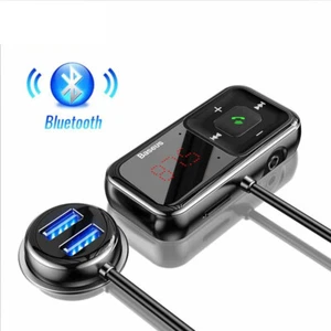Baseus Dual USB Charger Bluetooth 5.0 Wireless Car FM Transmitter Kit MP3 Player - Picture 1 of 11